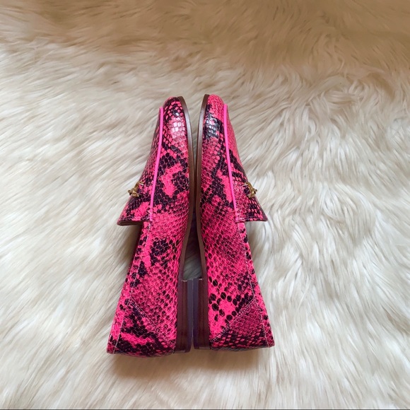 New! SAM EDELMAN Lorain Snakeskin Neon Loafers - Picture 6 of 9